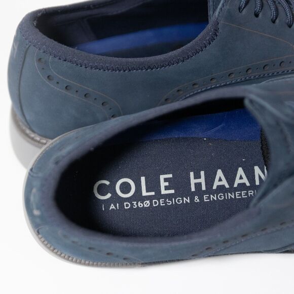 Cole Haan Mens Grand 360 Go-To Wingtip Oxford Blue Nubuck Leather Dress Shoe 9.5